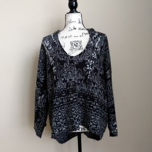 Free People oversized gray hooded wool blend sweater size S